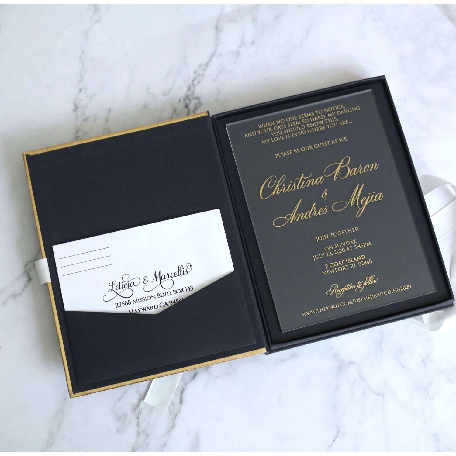 Hardcover Box Foiling Printing Transparent Acrylic Invitation Card Customized
